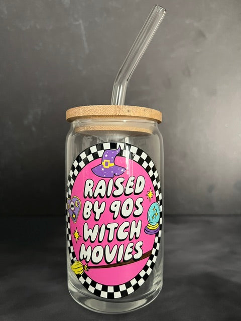 Rasied by 90s Witches 16oz Glass Tumbler