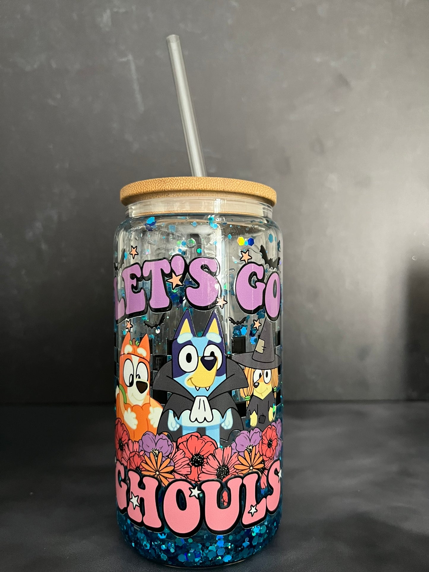 Bluey "Lets Go Ghouls" Snow Globe Tumbler