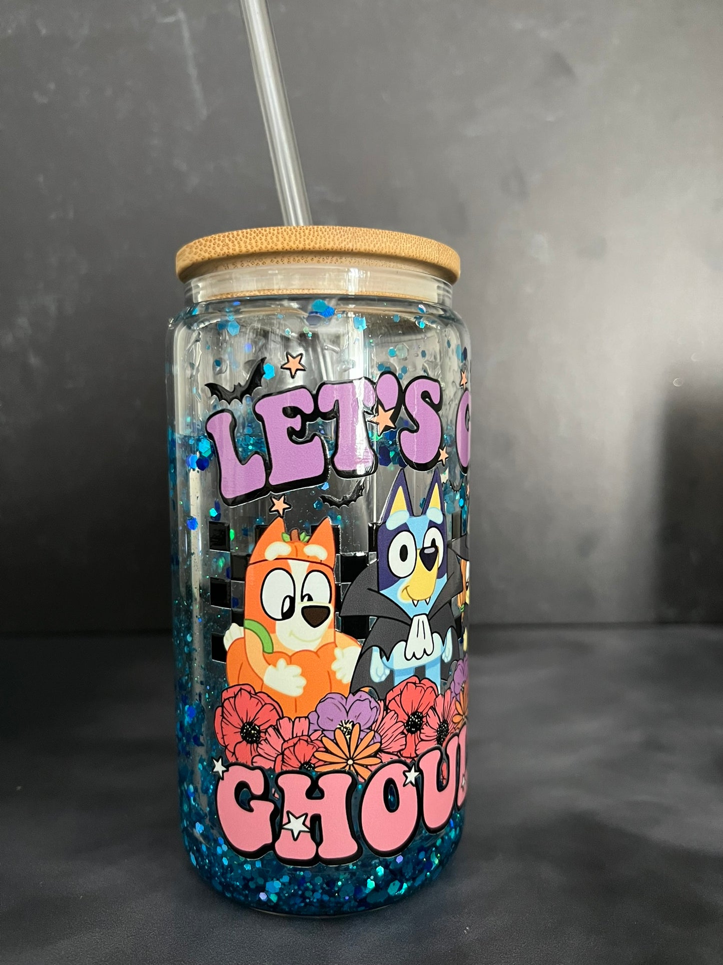 Bluey "Lets Go Ghouls" Snow Globe Tumbler