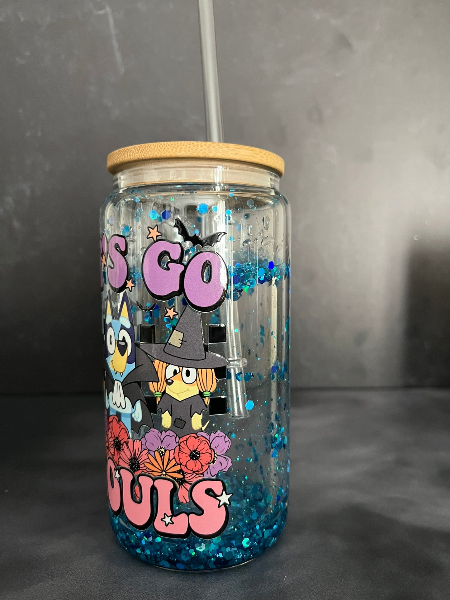 Bluey "Lets Go Ghouls" Snow Globe Tumbler